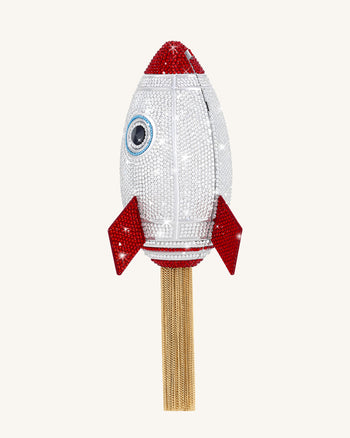 Rocket Form Kunstkristall Clutch - Silber