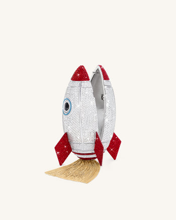 Rocket Form Kunstkristall Clutch - Silber