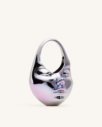 Lillian Gesicht Halbmond-Taschengrifftasche – Silber