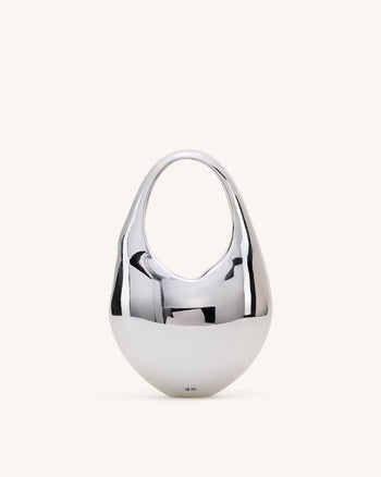 Lillian Gesicht Halbmond-Taschengrifftasche – Silber
