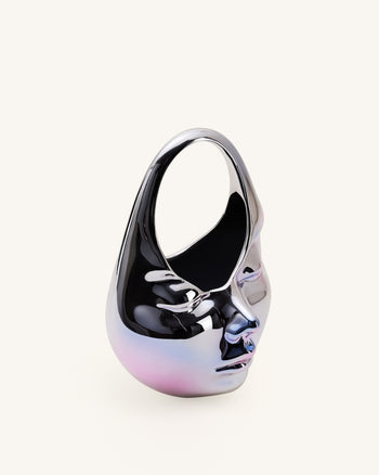 Lillian Gesicht Halbmond-Taschengrifftasche – Silber