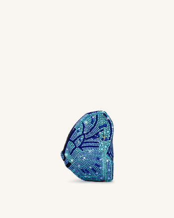 Paisley Kristall-Schmetterlings-Clutch - Blau