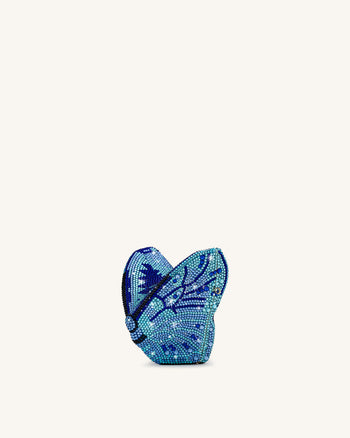 Paisley Kristall-Schmetterlings-Clutch - Blau