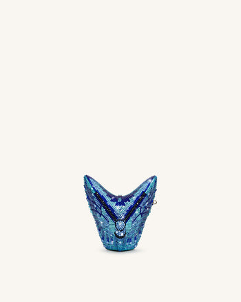 Paisley Kristall-Schmetterlings-Clutch - Blau