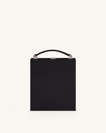 Taya Clutch-Tasche in Buchform mit Weinglas-Welpenmuster - Schwarz