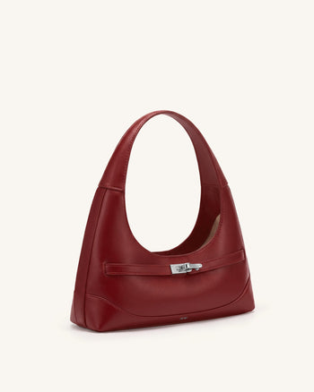 Noelle Schultertasche mit Gürtel - Tiefes Burgunderrot