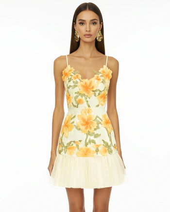 Florales Träger-Minikleid - Marigold