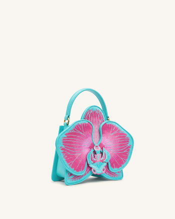 Flora Henkeltasche in Orchideenform - Rosa-Blau