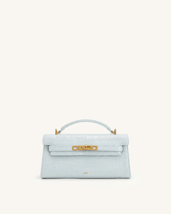 Noor Henkeltasche - Blaues Kroko