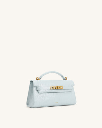 Noor Henkeltasche - Blaues Kroko