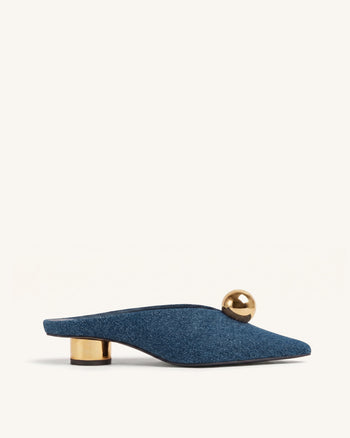 Helena Gold Sphere Mules mit Spitze - Denimblau