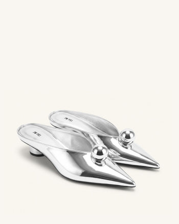 Helena Gold Sphere Mules mit Spitze - Silber