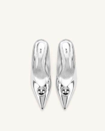 Helena Gold Sphere Mules mit Spitze - Silber