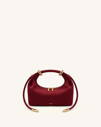 Ellie Henkeltasche aus Wildlederimitat mit Metallring-Verzierung - Burgund