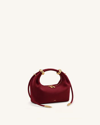 Ellie Henkeltasche aus Wildlederimitat mit Metallring-Verzierung - Burgund