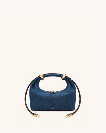 Ellie Henkeltasche mit Metallring-Verzierung - Blauer Denim