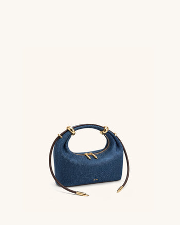 Ellie Henkeltasche mit Metallring-Verzierung - Blauer Denim