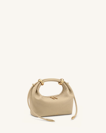 Ellie Henkeltasche mit Metallring-Verzierung - Beige
