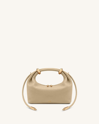 Ellie Henkeltasche mit Metallring-Verzierung - Beige