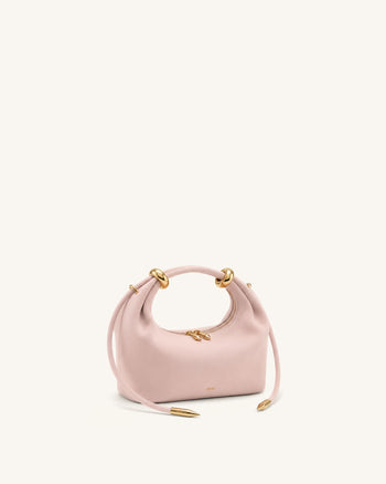 Ellie Henkeltasche aus Wildlederimitat mit Metallring-Verzierung - Pink