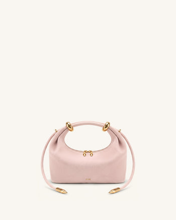 Ellie Henkeltasche aus Wildlederimitat mit Metallring-Verzierung - Pink