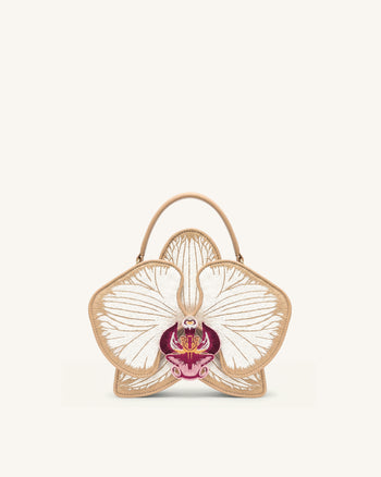 Flora Henkeltasche in Orchideenform - Champagner