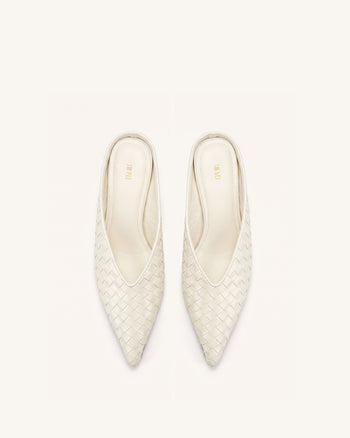 Helena Geflochtene, texturierte, spitz zulaufende Mules - Beige