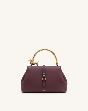 Bruna Henkeltasche mit Dackel-Metallgriff - Burgund