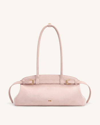 Arden East-West-Schultertasche mit Gürtelschnalle aus Kunstwildleder - Pink