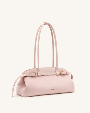 Arden East-West-Schultertasche mit Gürtelschnalle aus Kunstwildleder - Pink