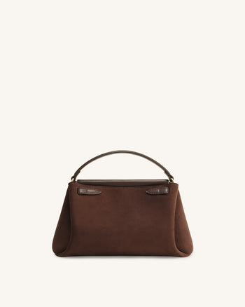 Carmen Henkeltasche aus Kunstwildleder - Dunkelbraun