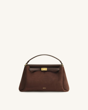 Carmen Henkeltasche aus Kunstwildleder - Dunkelbraun