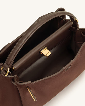 Carmen Henkeltasche aus Kunstwildleder - Dunkelbraun