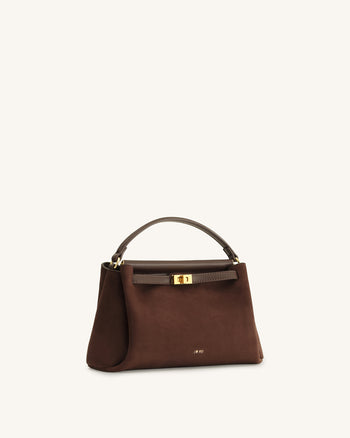 Carmen Henkeltasche aus Kunstwildleder - Dunkelbraun
