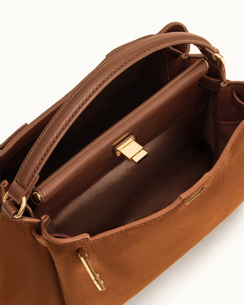 Carmen Henkeltasche aus Kunstwildleder - Braun