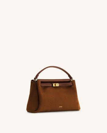 Carmen Henkeltasche aus Kunstwildleder - Braun
