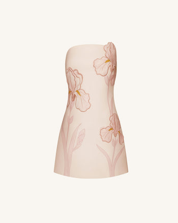 Iris Blumendruck Trägerloses Kleid - Rosa
