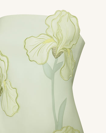Iris Blumenprint trägerloses Kleid - Grün