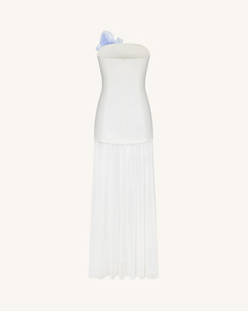 Trägerloses Maxikleid mit Blumenmuster-Mix - Elfenbein