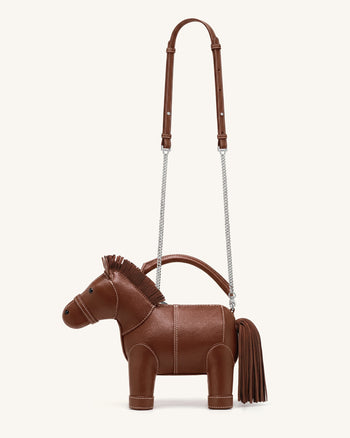 Harper Henkeltasche mit Pferdemotiv - Braun
