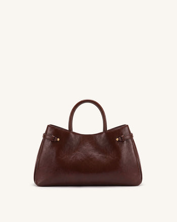 Maeve Satchel-Tote-Bag mit Dackel-Anhänger - Dunkelburgunder