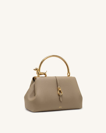 Bruna Dackel-Metallgriff Henkeltasche - Hellbraun