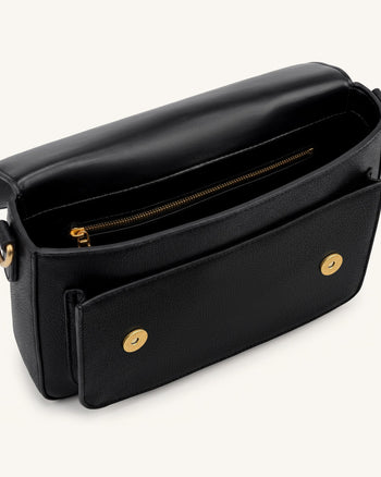 Mirelle Gekörnte Satchel mit Henkel - Schwarz
