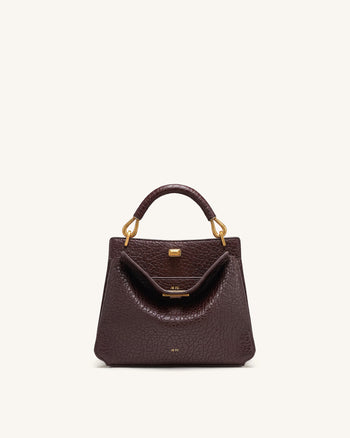 Lucia Henkeltasche in Elefanten-Optik - Dunkelbraun