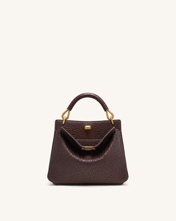 Lucia Henkeltasche in Elefanten-Optik - Dunkelbraun
