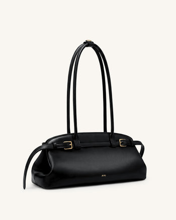 Arden East-West Schultertasche mit Gürteldetail - Schwarz