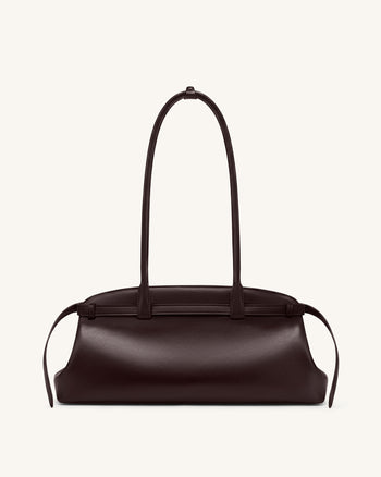 Arden East-West Schultertasche mit Gürteldetail - Dunkelbraun