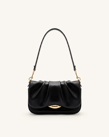 Sofia Geraffte Schultertasche - Schwarz