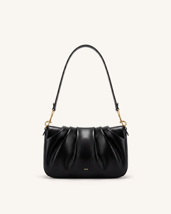 Sofia Geraffte Schultertasche - Schwarz