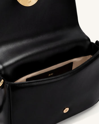 Sofia Geraffte Schultertasche - Schwarz